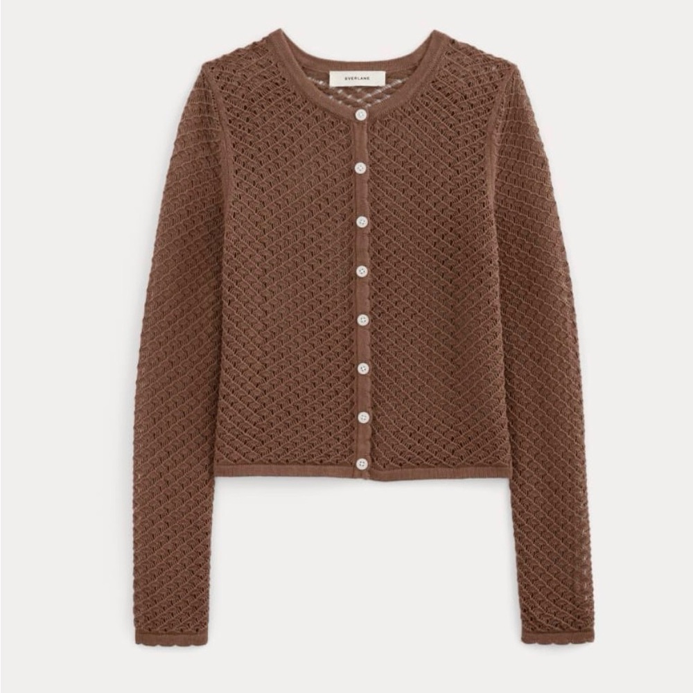 Everlane The Lace Knit Women’s Cardigan in Mocha NWT Sold Out Medium